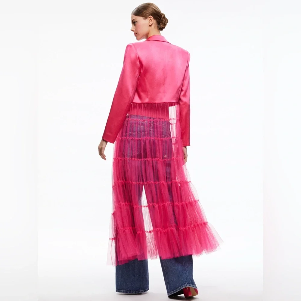 NWT Alice & Olivia Everly Tulle blazer candy pink sz sm - Picture 5 of 14
